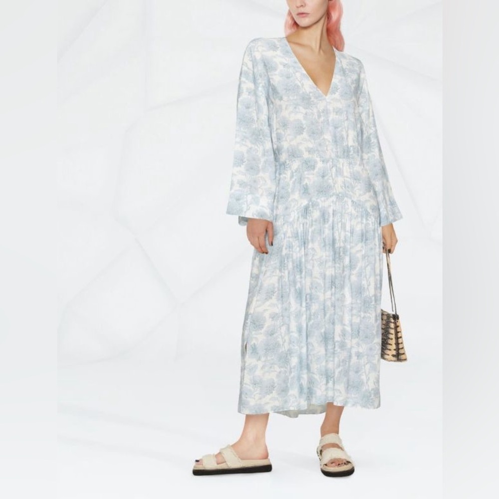 Vince Dahlia Floral-Print V-Neck Maxi Dress